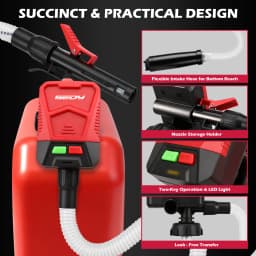 SEDY Automatic Fuel Transfer Pump with Auto-Stop Sensor(3.2 GPM), Battery Operated Gas Can Pump with 3 Can Adapters