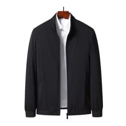 Men Windproof Jacket Men's Stand Collar Jacket Windproof Long Sleeve Outerwear with Zipper Closure Smart Temperament Coat