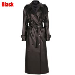 YOLOAgain Double Breasted Suede Jacket Coat Women Real Leather Trench Coat