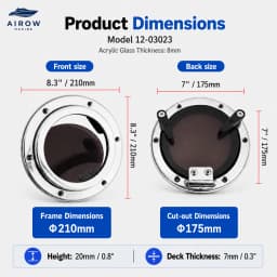 5"-7" Boat Porthole Window AISI 316 SS Round Portlight Anti-Glare Marine Portlight Hatch 8mm Smoked Acrylic for Yacht Cabin RV