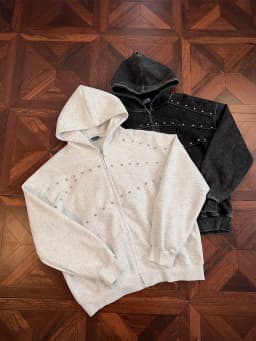 Men's Women's 2026 Autumn Trendy Solid Color Long Sleeve Hooded Sweatshirts Fashion High Street Chic Tops Beaded Hoodies Jackets