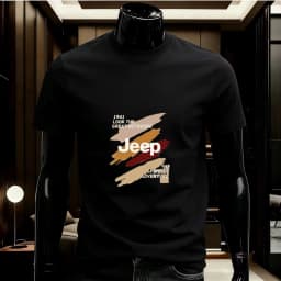 Summer Jeep High-Quality T-Shirt, with a Round Neckline, Made of Pure Cotton, Breathable and Comfortable. Men's Casual Style, Wi