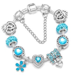 2024 Trendy Silver Cokor Love Key Charm Bracelet With Murano Glass Beads Bracelets For Women Wife Jewelry Pulseras Dropshipping