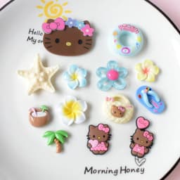 Summer Brown Hello Kitty Hawaiian Theme Starfish Shoe Charms Beach Clog Accessories Sandals Clip DIY Decor for Women Party Gift