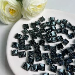 Mosaic Tiles for Crafts Blue Shine Assorted Color 50pcs Glass Glitter Mosaic Supplies Pieces Bulk Square Shape Home Decoration