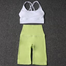 Nylon Yoga Set Gym Two Piece Sets Womens Bra Top Women Cycling Shorts Sport Fitness Sportswear 45 Colors Womens Clothing