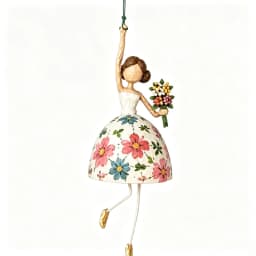 Hand Painted Ballerina Lady Figurine with Dangling Legs Whimsical Dancing Lady Hanging Ornament Vintage Women's Shaped Decor
