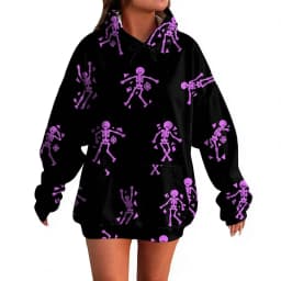 Women's Pullover Sweater Round Neck Lightweight Fleece Lined Top With Interesting Print Halloween Themed Top Zip up Hoodie Women