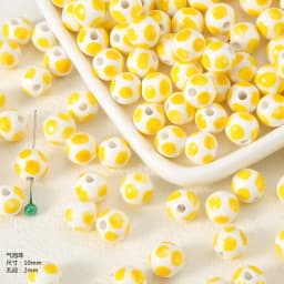 Exclusive Hand-painted Yellow Ceramic Straight Hole Bead Jewelry For Summer