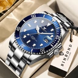 BINBOND Quartz Watches For Couples And Friends Orginal Design Auto Date Stainless Steel Durable Men's Watch Luxury Reloj