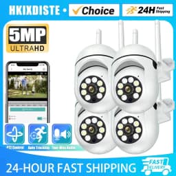 Mini 5MP CCTV Wifi PTZ Camera Wireless Security Surveillance Cameras Outdoor Night Color AI Smart Tracking Two Way Audio