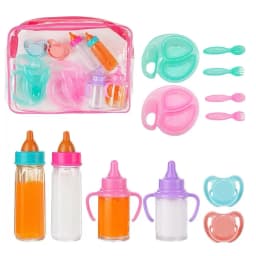 Magic Disappearing Baby Bottle Toy Set, Realistic Doll Feeding Accessories with Pacifier Juice Bottle Spoon, Pretend Play