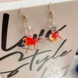 Unique Asymmetrical Goldfish Earring Cute Resin Koi Earrings Creative Bubble And Koi Goldfish Design Earrings Custom Jewelry