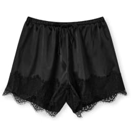 Summer Women's Casual Solid Satin Shorts Loose Fit Stylish Lace Trim Mid Rise Drawstring Shorts Lace Trim Lounge Bottoms