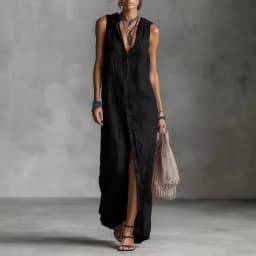 Women Dresses 2026 New summer solid color button open stitch sleeveless long dresses women's clothing vestidoes