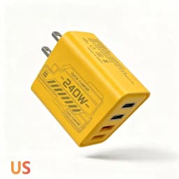 240W GAN Mechanical Fast Charger Multi Port USB Power Adapter Travel Charger Yellow Black White Available EU US Plug