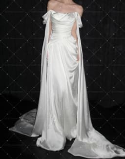 OLOEY Simple A-Line Silk Satin Off Shoulder Korea Wedding Dresses Elegant Long Bridal Gowns Customized 웨딩드레스 Photo Shoot