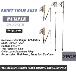 Naturehike Climbing Poles Lightweight 5-Section Carbon Fiber Folding Trekking Pole Hiking Walking Stick Light Trail 5-EXT Cane