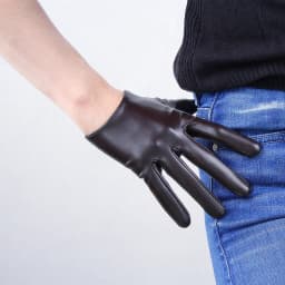 LONG GLOVES Faux Leather PU 15" 38cm Coffee Dark Deep Brown Loose Fit Unisex LLDLLNT
