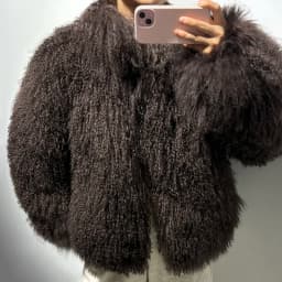 YOLOAgain High Collar Real Mongolia Sheep Fur Jacket For Women 2025 Winter Coats Outerwear