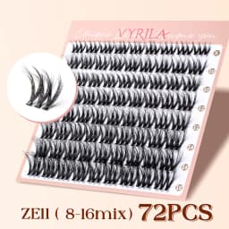 VYRILA Lashes Cluster D Curl DIY Lash Extension 3D Wispy Individual Lashes D Curl Eyelash Clusters 8-16mm Individual Lashes