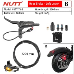 NUTT Electric Scooter 4 Piston Hydraulic Disc Brake Power-off Oil Disk for Zero 10X/11X, Vsett 10+/9+, Kaabo Wolf Warrior 11