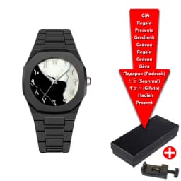 Classic Middle Eastern Arabic Numeral Dial Blue Gold Quartz Watch for Men's Casual TPU Plastic Waterproof Watch Can Customize