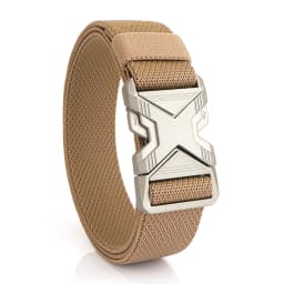 KOLBER New Silver Elastic Belt for Men Metal Buckle Quick Release 3.4cm Casual Belt Tight Woven Stretch Belt Tactical Girdle