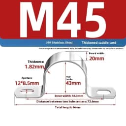 1Pcs Thickened U-Tube Strap Clamp Stainless Steel Horseback Wire Throat HoopCable Fastener Clips Applicable To Pipe OD 8-200mm