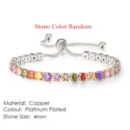 Chic 4mm Round Colorful Crystal Tennis Bracelets Silver Color Adjustable Folding Buckle Chain Bracelet on Hand Fashion Jewelry
