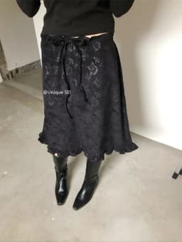 Retro Street Style Dark Rose Print Half-length A-line Skirt Versatile High-waisted Casual Floral Edged Mid-length Slimming Skirt