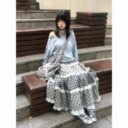 Plaid Wave Point Skirts Women Lace Patchwork Ruffles A-line Skirt for Women Harajuku All-match Falda Elegant Retro Sexy Mujer