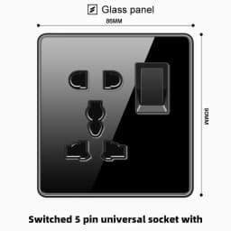 ELEGAN UK Socket Black 16A/20A/45A Full Glass Wall Switch USB type-c Tempered Crystal Panel Electrical Outlet Home Improvement