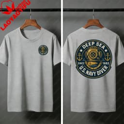 Deep Sea Diver Emblem Summer Men T-Shirt Military Style Casual Wear Beach and Outdoor Activities Divers Clothes Shirts
