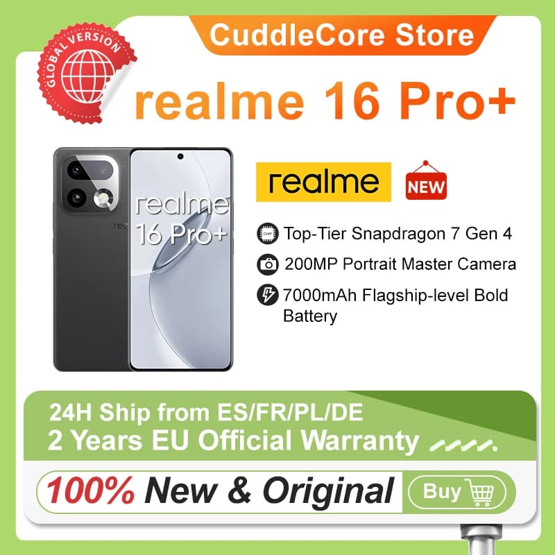 realme 16 Pro Plus 5G Smartphone EU Version Snapdragon 7 Gen 4 200MP Camera 7000mAh Battery 6.8'' AMOLED 144Hz Curved Screen New