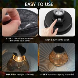 Outdoor Solar Rattan Lanterns, Waterproof Hanging Boho Solar Lights for Garden, Patio, Yard, Porch Decorative Lighting