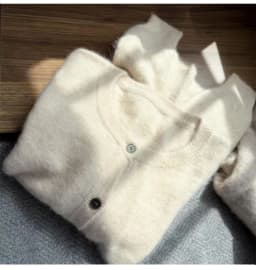 100% Pure Mink Cashmere sweater coat women's round-neck cardigan autumn and winter soft loose wool knitted foreign style top