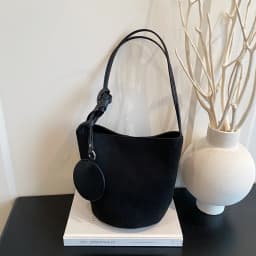 Fashion Solid Color Suede Bucket Bags Large Capacity Buckle Underarm Bag Shoulder Bag Women