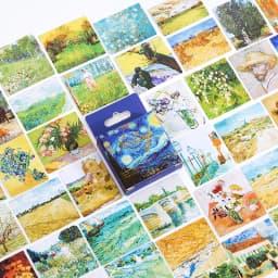 45pcs World Famous Paintings Mini Box Stickers Set Creative Scrapbooking Decorative Sealing Stationery for Crafting