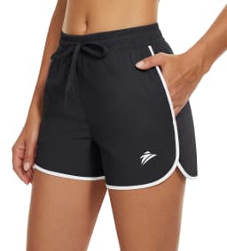 TACVASEN Womens Athletic Running Shorts with 2 Side Pockets Quick Dry Stretchy Workout Gym Shorts Elastic Waistband Activewear