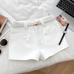 High Waist Slimming A-Line Shorts Women's Summer Casual Pants Hot Pants Trendy Commuter Style Straight Leg Zipper Fly
