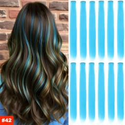 1 5 11 Pcs/lot Clip in Hair Extensions Multi-Colors Highlights Synthetic Hair 22 inch Rainbow Hairpieces for Girls Women Kids
