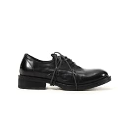 Black whole shoe washed cowhide round toe handmade derby leather shoes men's thick soled casual formal commuting