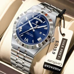 POEDAGAR Luxury Top Watch For Man Classic Week Date Waterproof Luminous Men Wristwatch Stainless Steel Quartz Men's Watches Male