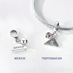 Mexican Sun Moon Charms Bead 925 Sterling Silver CZ Zircon Pendants Fit Original Bracelet DIY Jewelry Gift