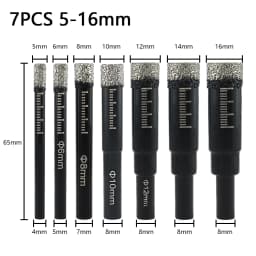 5/6/8/10/12/14/16mm Round Handle Dry Brazed Diamond Hole Saw for Porcelain Tiles Marble Glass Ceramic Crowns Drill Bit