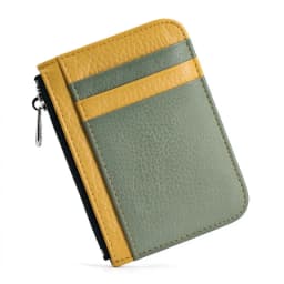 Men's Genuine Leather Minimalist Wallet - Ultra Thin Zipper Coin Pouch with Credit Card Holder (Small Money Bag)