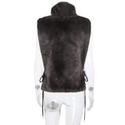Women Faux Mink Fur Vests Coats Solid Fur Jackets Lace Up Cotton Linen Turtleneck Sleeveless Loose Fit Casual 2026 Autumn Winter