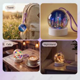 3D Video Crystal Ball E-Badge DIY Art Glass Ball Lamp Spherical Pixel Display 1.65inch Screen Video Player Smart Badge Gift Ht30