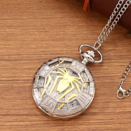 Antique Skeleton Spider Vintage Roman Numerals Quartz Pocket Watch Necklace Pendant Clock Chain Men Women with Chain Gifts